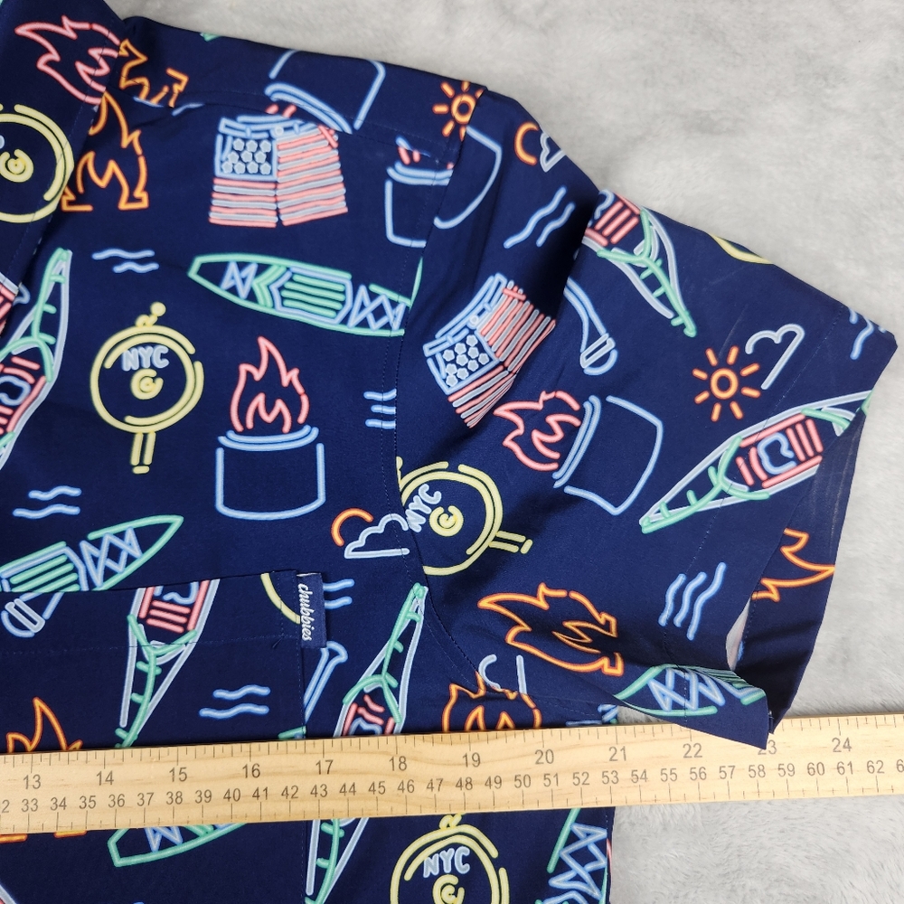 Chubbies Mens Button Up Shirt Neon Short Sleeve Size M Medium - Picture 6 of 8